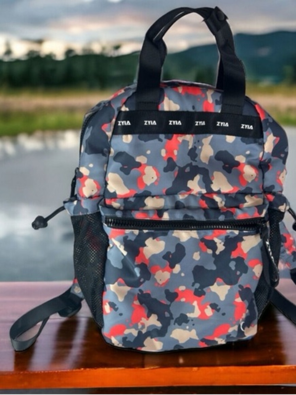 ZYIA Camo Backpack — Gray Red Black - Picture 6 of 7
